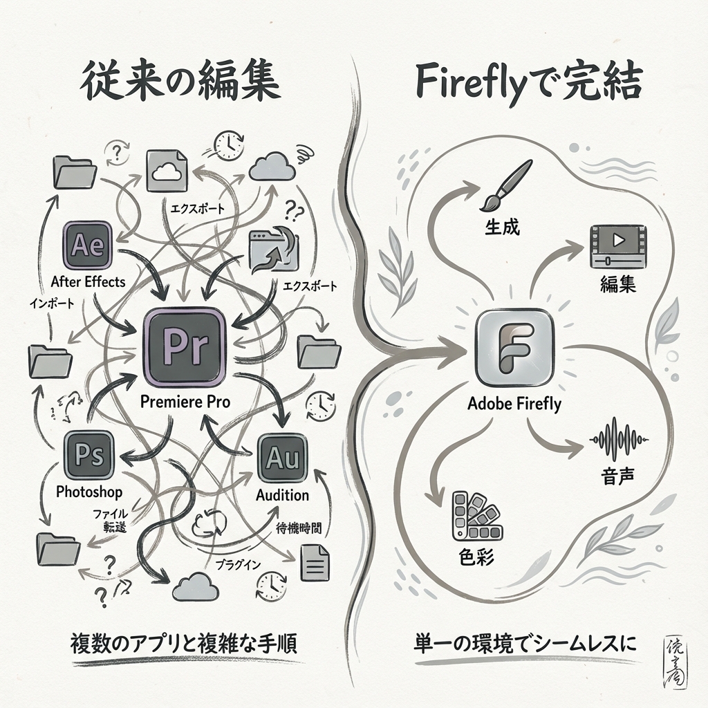 ワークフロー比較：従来 vs Firefly